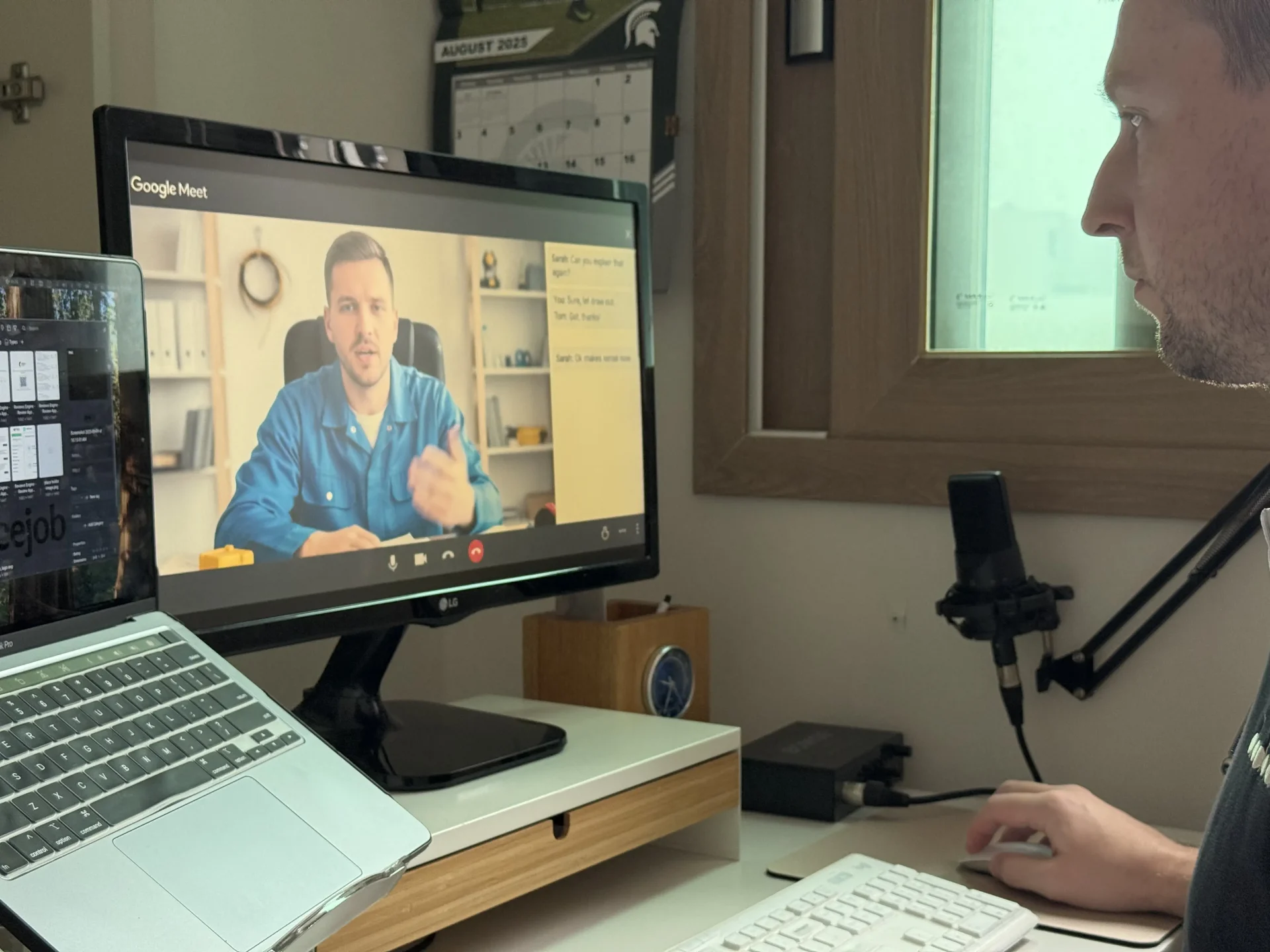 Thomas from qFido on a Google Meet strategy call about electrician marketing